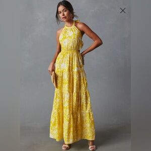 Vici NWT Amalia Halter Neck Tiered Maxi Dress